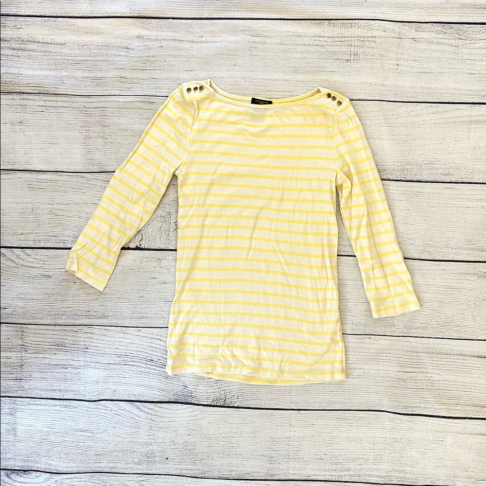 Ann Taylor Yellow Stripe Long Tee